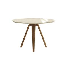 Mesa p/ Cozinha Duna Madeira Maciça c/ Tampo Madeirado c/ Vidro 105x105cm Carvalho/Off White/Vidro Off White - Kappesberg