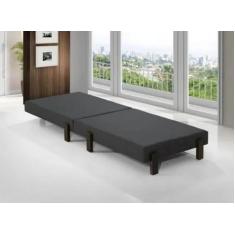 Cama Portátil Dobrável Solteiro Cinza 188x88 Pés de Madeira - LV - LV 