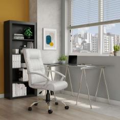 Cadeira de Escritório Presidente Giratória Building Plus Branca