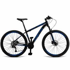 Bicicleta Aro 29 Cripto 24v Acera Freio Hidraulico Trava-k7 - Preto-azul - 17 Preto-azul