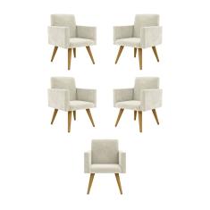 Kit 05 Cadeiras Poltronas Decorativa - Escritório - Recepção Cor:bege