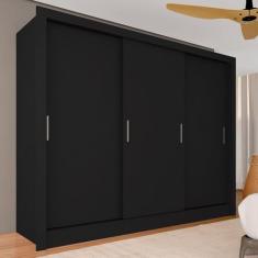 Guarda Roupa Casal 3 Portas De Correr 4 Gavetas Aghata Preto Fosco -ma Preto Fosco