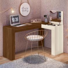 Escrivaninha Mesa Escritório Penteadeira em L Porta Objetos 135x82cm J
