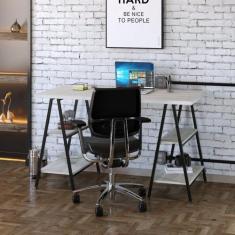 Escrivaninha Mesa Escritório Cavalete 135cm 4 Prateleiras Estilo Indus