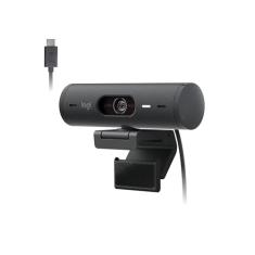 Webcam Full HD Logitech Brio 500 com Microfones Duplos com Redução de Ruídos, Proteção de Privacidade, Correção de Luz e Enquadramento Automático - Grafite