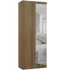 Guarda Roupa de Canto Paris 1 Porta de Bater MDP com Espelho Avelã Luciane Móveis