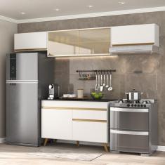 Cozinha Compacta 4 pç c/ Armário e Balcão MP3698 Veneza GW Multimóveis Branca