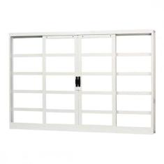 Janela de Aço de Correr 100x120cm 4 Folhas com Vidro Mini Boreal Minas Sul MGM Branco