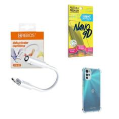Capinha Motorola G22 + Adaptador P2 P Tipo C + Película 9D - Armyshiel