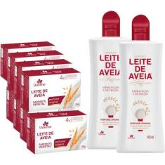 2UN Hidratante 400ml e 8 Sabonetes Leite De Aveia Davene