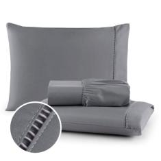 Jogo De Lençol KING 3 Peças Ponto Palito Micropercal 400 fios ENVIO IM