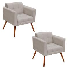 Kit 2 Poltronas Decorativas Pés Palito Ana Suede Bege - Ibiza, Suede B