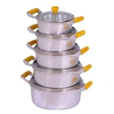 Jogo Panelas Caçarolas Aluminio Batido Fundido Tampa Vidro - OkayShop