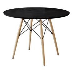 Mesa Eames Eiffel Redondo Tampo de Madeira 90cm Preto - ASTURIAS