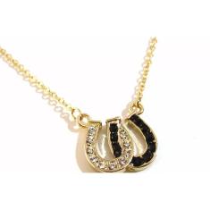 Colar Cordão Gargantilha Dupla Ferradura Folheado