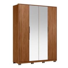 Guarda Roupa Casal Attore 4 Portas com 2 Espelhos e Pés - Demartêz, No
