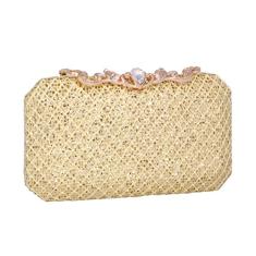 Adoptfade Bolsas femininas grandes com strass para noite, Dourado