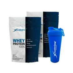 2X Whey Protein 100% 2,1kg (4,2kg) Healthtime  + Coqueteleira Shaker 7