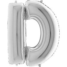 Balão Metalizado Prata Letra D - 1 Metro