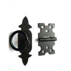 Kit 1 Puxador Chapa Rústica + 2 Dobradiças Mexicana