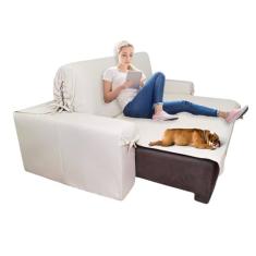 Capa para Sofá de 5 lugares até 2,80m em Gorgurão Decoração Sala Protetor Pets Crianças Cor:Creme