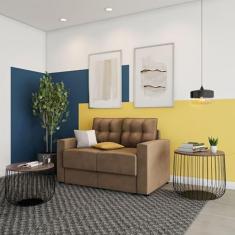 Sofá 2 Lugares Retrátil Hanover Suede Bege 140 cm