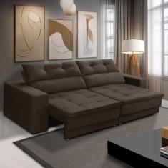 Sofá Retrátil e Reclinável 2 lugares 1,70m com Molas Emily Suede Marrom Adonai Estofados