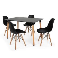 Kit Mesa Eiffel 120x80cm Preta 4 Cadeira Charles Eames Preta