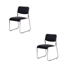 Kit 2 Cadeiras Para Escritório Fixa Interlocutor Cromada Dubai OR Design Preto