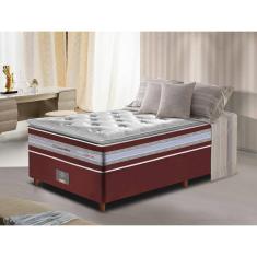 Conjunto Cama Box Solteiro de Molas Ensacadas D33 com Pillow TOP Cama inBox Select 88x188x71 Vinho