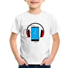 Camiseta Infantil Headphone Smartphone - Foca Na Moda