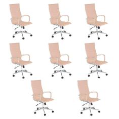 Kit 8 Cadeiras escritório Esteirinha Diretor Home office - Preto