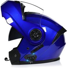 Capacetes modulares Bluetooth para motocicleta, certificação Bluetooth + FM DOT Jovens, homens e mulheres, capacetes de turismo flip up, fone de ouvido Bluetooth com alto-falante duplo inte