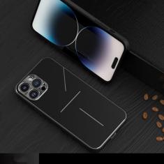 Capas de telefone com proteção de lente de metal com moldura de silicone para iphone 15 14 13 12 11 Pro Max Capa traseira de alumínio para iphone 13 12Mini Plus, preta, para iPhone 15 ProMax