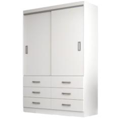 Guarda Roupa Veneza Solteiro 2 Portas 6 Gavetas Evidencia Cor Branco