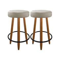 Kit 2 Banqueta Alta Industrial 60 cm Cozinha Bar Balcão Bege