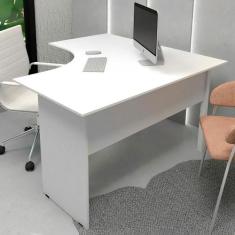 Mesa Escrivaninha em L 135cm x 60cm Pés Painel F5 Office - F5 Office G