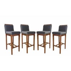 Conjunto 4 Banquetas Baixa em Madeira Maciça Libéria - CCS Interiores