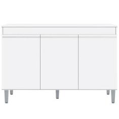 Balcão Gabinete 120cm 3 Portas Com Tampo Manu Branco - AJL Móveis, Bra