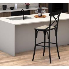 Banqueta Com Encosto Katrina Em Aço Preto