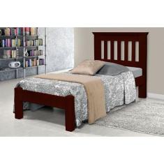 Cama de Solteiro Texas de Madeira Maciça Tauari - Cor Mogno - SANTA RO