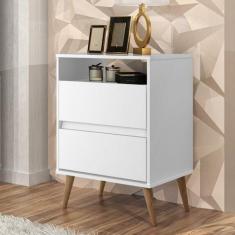 Mesa de Cabeceira 2 Gavetas Lotus J&A Móveis, Branco
