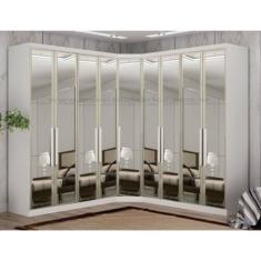 Guarda Roupa Modulado Espelhado 9 Portas 6 Gavetas - Linea-Branco - Móveis Novo Horizonte