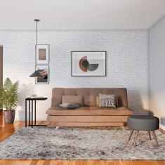 Sofá-Cama 3 Lugares Casal Autenticidade Suede Marrom