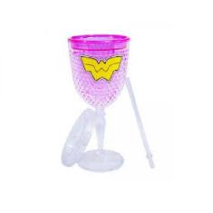 Copo Taça Com Canudo Gel Congelante Mulher Maravilha 300Ml - Taimes