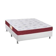 Cama Box Casal: Colchão Espuma Castor Sleep Max + Base CRC Courano Whi