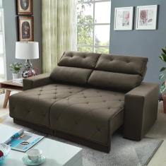 Sofá Retrátil Reclinável Belga 1.80m Suede Velut Marrom Claro Molas no Assento