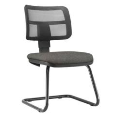Cadeira de Escritório Recepção Fixa Zip L02 Linho Cinza Escuro - Lyam 