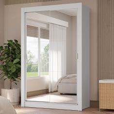 Guarda Roupa Solteiro Vivare Plus 2 Portas de Correr 4 Gavetas MDP com Espelhos Branco