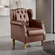 Poltrona Decorativa Para Sala De Estar Yara P02 Material Sintético Mar